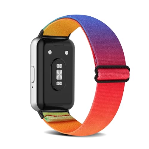 KoGiio Nylon Armband Kompatibel mit Samsung Galaxy Fit 3, Männer und Frauen Solo Loop Einstellbare Elastizität Ersatzband Armbänder Kompatibel mit Samsung Galaxy Fit 3 - Regenbogen von KoGiio