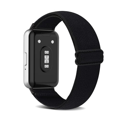 KoGiio Nylon Armband Kompatibel mit Samsung Galaxy Fit 3, Männer und Frauen Solo Loop Einstellbare Elastizität Ersatzband Armbänder Kompatibel mit Samsung Galaxy Fit 3 - Schwarz von KoGiio