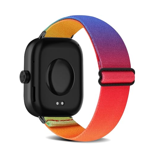 KoGiio Nylon Armband Kompatibel mit Xiaomi Redmi Watch 4 / Xiaomi Smart Band 8 Pro, Männer und Frauen Solo Loop Einstellbare Elastizität Ersatzband Armbänder - Regenbogen von KoGiio