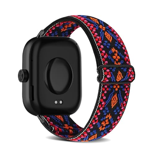 KoGiio Nylon Armband Kompatibel mit Xiaomi Redmi Watch 4/Xiaomi Smart Band 8 Pro, Männer und Frauen Solo Loop Einstellbare Elastizität Ersatzband Armbänder -Rosa-orange von KoGiio