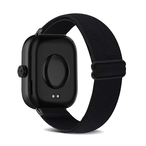 KoGiio Nylon Armband Kompatibel mit Xiaomi Redmi Watch 4 / Xiaomi Smart Band 8 Pro, Männer und Frauen Solo Loop Einstellbare Elastizität Ersatzband Armbänder - Schwarz von KoGiio