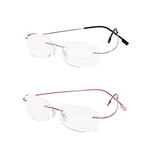 KoKoBin 2 er Pack Randlos Lesebrille super Light Titan Lesehilfe für Damen und Herren +2.5 von KoKoBin
