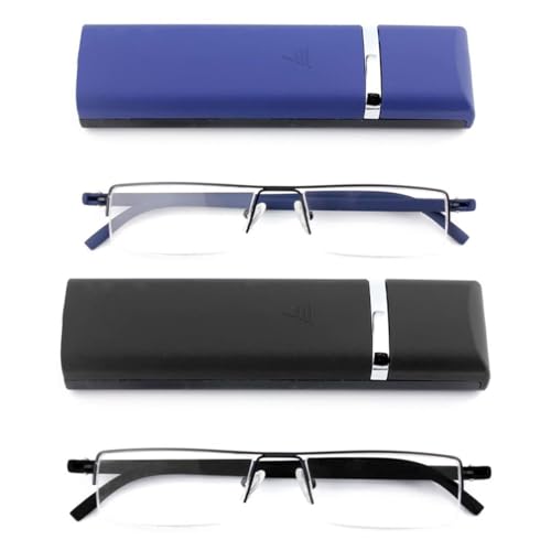 KoKoBin 2 stueck Ultraleichte TR90 Lesebrillen Herren Damen Klassische Metall Sehhilfe Halbrandbrille Schmal Stil Brille Lesehilfe mit Etui und Brillenputztuch +3.5 KoKoBin 2 stueck Ultraleichte TR90 Lesebrillen Herren Damen Klassische Metall Sehhilfe Halbrandbrille Schmal Stil Brille Lesehilfe mit Etui und Brillenputztuch +3.5 von KoKoBin