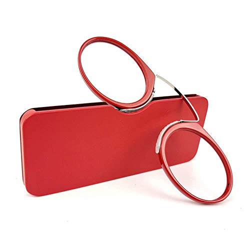 KoKoBin Lesebrille ohne Bügel für Männer und Frauen, Mini-tragbar, Nasenclip, Lesebrille, leicht (Rot, 2,5, Diopter) von KoKoBin