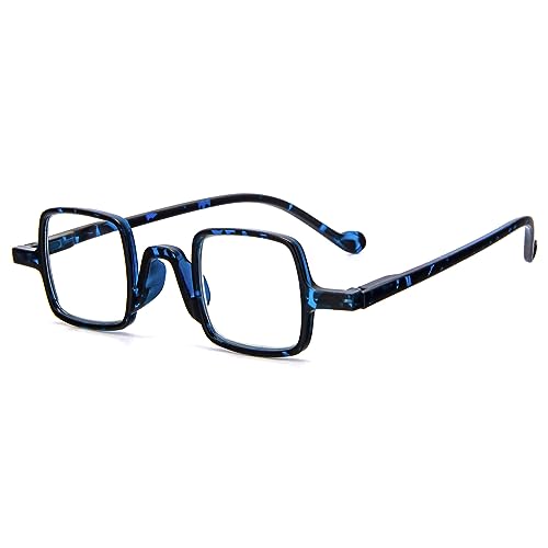 KoKoBin Mini Lesebrille Quadratische Anti-Blaulicht Computer-Lesebrillen Ultraleichte und bequeme Federscharnierbrille für Männer und Frauen (Blau, 2.5, Dioptrien) von KoKoBin