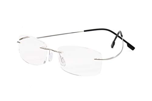 KoKoBin Randlose Lesebrille, superleicht, Titan, für Herren und Damen, Sonnenlesebrille (Silber, +2.0) von KoKoBin