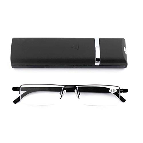 KoKoBin Ultraleichte TR90 Lesebrillen Herren Damen Klassische Metall Sehhilfe Halbrandbrille Schmal Stil Brille Lesehilfe mit Etui und Brillenputztuch(Schwarz，+2.25 von KoKoBin