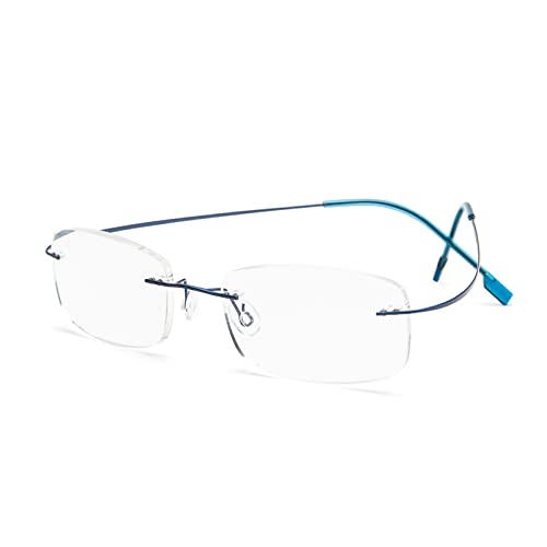 Randlos Lesebrille super Light Titan Lesehilfe für Damen und Herren (Blau, 1.0) von KoKoBin