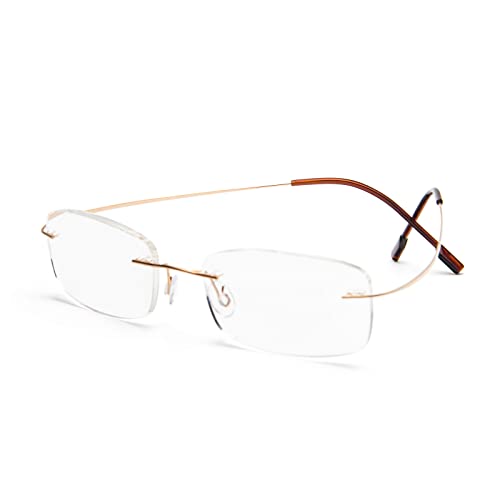 KoKoBin Randlos Lesebrille super Light Titan Lesehilfe für Damen und Herren (Gold, 1.0) von KoKoBin