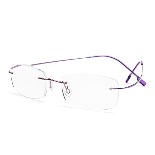 KoKoBin Randlos Lesebrille super Light Titan Lesehilfe für Damen und Herren (Violett, 1.0) von KoKoBin