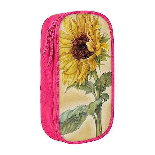 Art Sunflower Federmäppchen, mittlere Größe, Stiftehalter, Tasche mit Doppelreißverschlüssen für die Arbeit, niedlich, rose, Einheitsgröße, Koffer von KoNsev