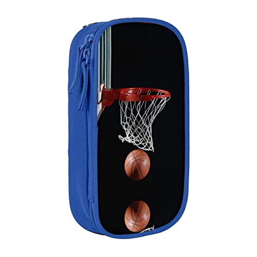 Basketball-Federmäppchen, mittlere Größe, Stiftehalter, Tasche mit Doppelreißverschlüssen für die Arbeit, niedlich, blau, Einheitsgröße, Koffer von KoNsev