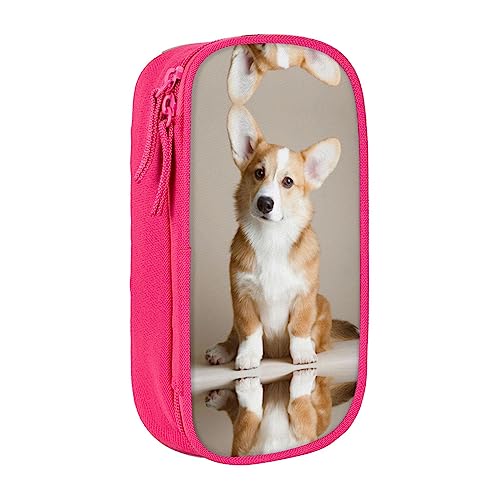 Corgi Dog Federmäppchen, mittelgroß, mit Doppelreißverschlüssen für die Arbeit, niedlich, Beige, rose, Einheitsgröße, Koffer von KoNsev