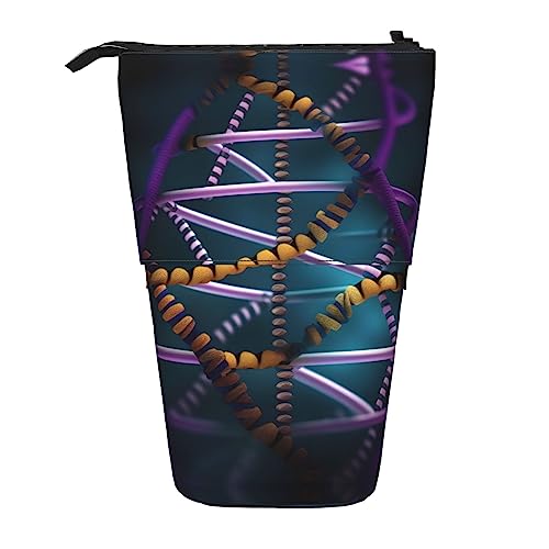 DNA-Kette, Fotodruck Teleskop-Federtasche, Stifthalter, Schreibwarenetui, aufstellbar, einziehbare Transformator-Tasche von KoNsev