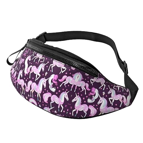 Einhörner Pink Fashion Sling Purse Shoulder Bag Fanny Pack Causal Chest Bum Bag Backpack for Workout Traveling Running, Schwarz , Einheitsgröße von KoNsev