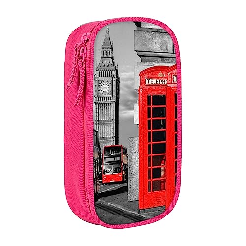 England UK Retro London Telefon Federmäppchen, mittlere Größe, Stiftehalter, Tasche mit Doppelreißverschlüssen für die Arbeit, niedlich, rose, Einheitsgröße, Koffer von KoNsev