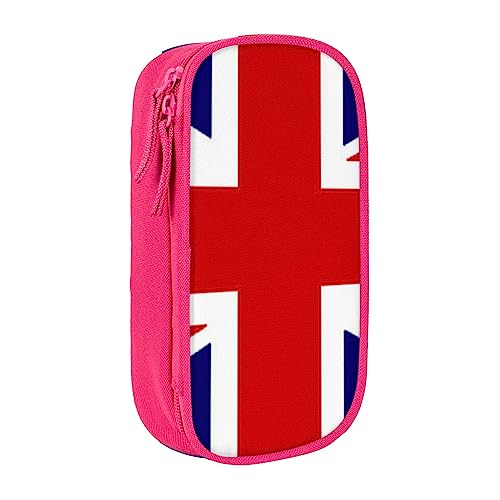 Federmäppchen mit britischer Flagge, mittelgroß, mit Doppelreißverschlüssen für die Arbeit, niedlich, rose, Einheitsgröße, Koffer von KoNsev