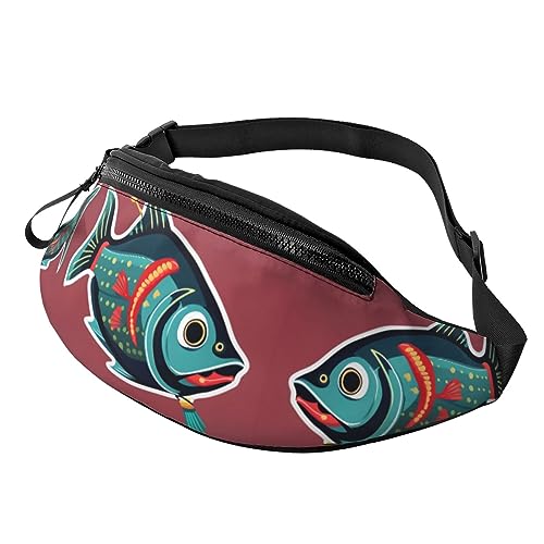 Fish with A Lure Fashion Sling Purse Shoulder Bag Fanny Pack Causal Chest Bum Bag Backpack for Workout Traveling Running, Schwarz , Einheitsgröße von KoNsev