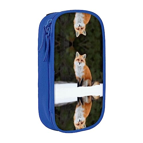 Funny Fox Federmäppchen, mittlere Größe, Stiftehalter, Tasche mit Doppelreißverschlüssen für die Arbeit, niedlich, blau, Einheitsgröße, Koffer von KoNsev