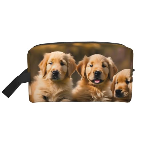 Golden Retriever Reise-Kulturbeutel für Damen und Herren, kleine Münzgeldbörse, kleine Tasche, Golden Retriever Hunde Welpen Haustiere, Einheitsgröße von KoNsev