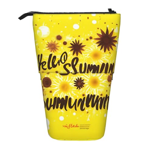 Goodlooking Hello Nice Sunshines Print Teleskop-Bleistiftbeutel Stiftehalter Schreibwaren-Etui, Stand-Up Retractable Transformator Tasche von KoNsev