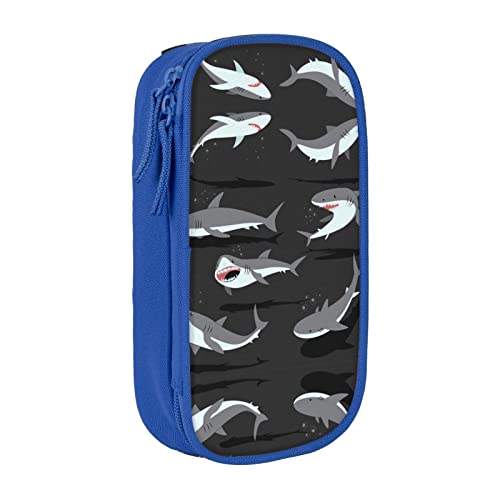 Hai-Federmäppchen, mittlere Größe, Stiftehalter, Tasche mit Doppelreißverschlüssen für die Arbeit, niedlich, blau, Einheitsgröße, Koffer von KoNsev