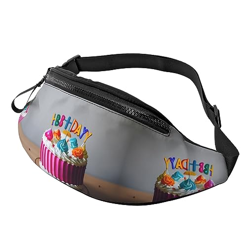 Happy Birthday Cake Fashion Sling Purse Shoulder Bag Fanny Pack Causal Chest Bum Bag Backpack for Workout Traveling Running, Schwarz , Einheitsgröße von KoNsev