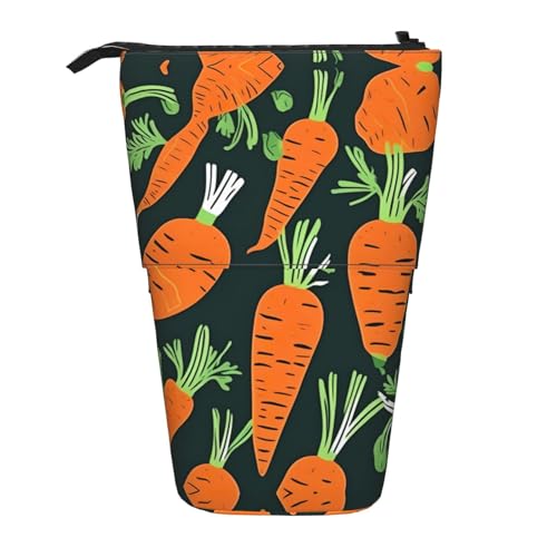 Happy Carrot Nahtloses Muster Teleskop Bleistift Tasche Stifthalter Schreibwaren Fall Stand-Up Retractable Transformator Tasche Organizer von KoNsev