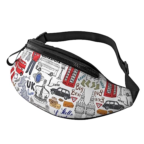 I Love London Fashion Sling Purse Shoulder Bag Fanny Pack Causal Chest Bum Bag Backpack for Workout Traveling Running, Schwarz , Einheitsgröße von KoNsev