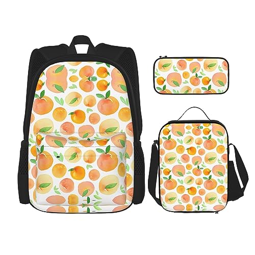 KoNsev Bedruckter Rucksack, 3-teiliges Set, für Reisen, Wandern, leicht, Laptop, Federmäppchen, isolierte Lunchtasche für Damen, Pfotenabdruck, pfirsich, Einheitsgröße von KoNsev