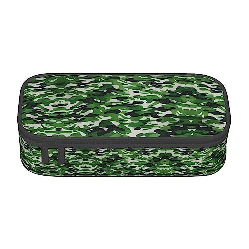 KoNsev Federmäppchen mit grünem Camouflage-Druck, Büro, Schreibtisch, Organizer, tragbar, niedliches Schreibwaren, Erwachsene, große Aufbewahrungstasche für Stifte von KoNsev