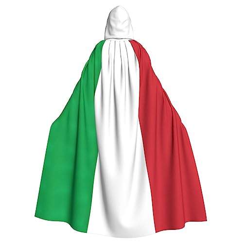 KoNsev Kapuzenumhang mit Italien-Flagge, Cosplay-Kostüme, Unisex, Umhang, Halloween-Zauberer, Halloween-Dekoration, Geschenk, Schwarz, Einheitsgröße von KoNsev