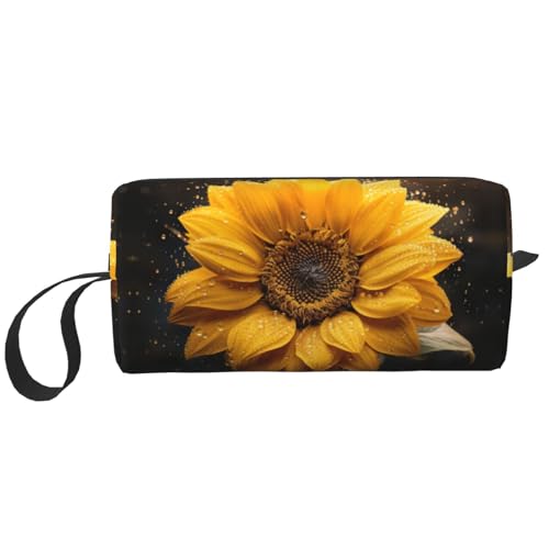 KoNsev Kulturbeutel mit Sonnenblumen-Motiv, für Damen und Herren, kleine Geldbörse, kleine Tasche, 4 Stück, Schöne Sonnenblume 4, Einheitsgröße von KoNsev