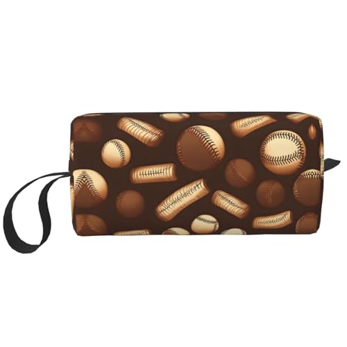 KoNsev Reise-Kulturbeutel für Damen und Herren, Retro-Baseball-Design, Braun, kleine Münzgeldbörse, kleine Tasche, Retro-Baseball-Braun, Einheitsgröße von KoNsev