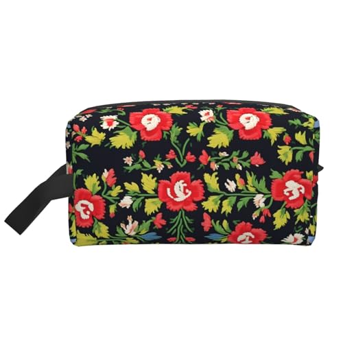 KoNsev Reise-Kulturbeutel mit ukrainischer Stickerei, Rose, für Damen und Herren, Zubehör, Organizer, kleine Münzgeldbörse, kleine Tasche, Ukrainischer Stickerei-Stil Rose, Einheitsgröße von KoNsev