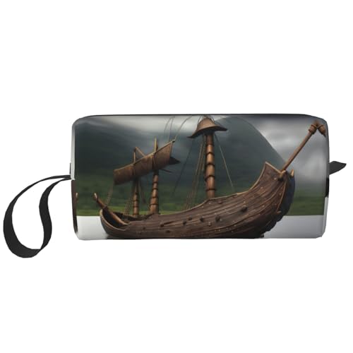 KoNsev Vikings Reise-Kulturbeutel für Damen und Herren, Zubehör-Organizer, kleine Münzgeldbörse, kleine Tasche, Vikings Boot, Einheitsgröße von KoNsev