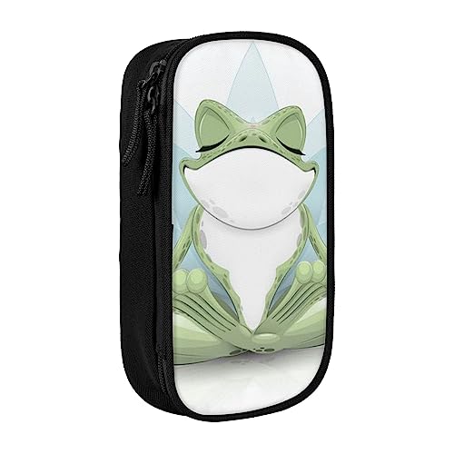 Lustiges Yoga-Frosch-Federmäppchen, mittlere Größe, Stiftehalter, Tasche mit Doppelreißverschlüssen für die Arbeit, niedlich, Schwarz , Einheitsgröße, Koffer von KoNsev