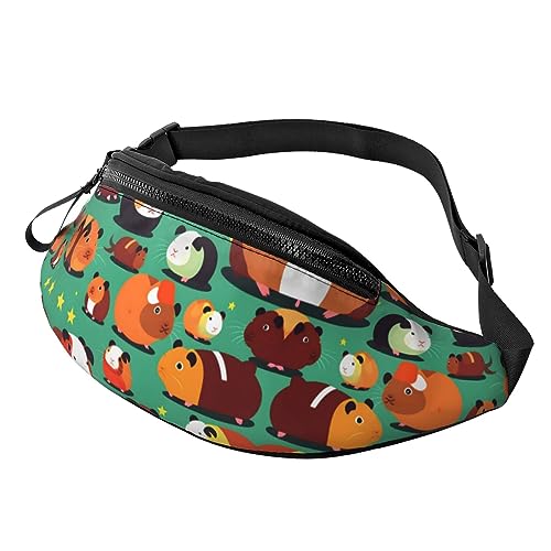 Niedliche Meerschweinchen-Umhängetasche, Schultertasche, Bauchtasche, lässig, Brusttasche, Rucksack für Workout, Reisen, Laufen, Schwarz , Einheitsgröße von KoNsev