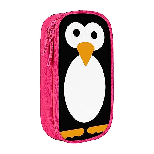 Niedliches Pinguin-Federmäppchen, mittlere Größe, Stiftehalter, Tasche mit Doppelreißverschlüssen für die Arbeit, niedlich, rose, Einheitsgröße, Koffer von KoNsev