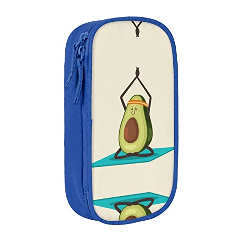 Niedliches Yoga-Avocado-Federmäppchen, mittlere Größe, Stiftehalter, Tasche mit Doppelreißverschlüssen für die Arbeit, niedlich, blau, Einheitsgröße, Koffer von KoNsev