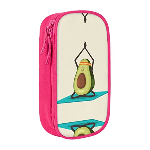 Niedliches Yoga-Avocado-Federmäppchen, mittlere Größe, Stiftehalter, Tasche mit Doppelreißverschlüssen für die Arbeit, niedlich, rose, Einheitsgröße, Koffer von KoNsev