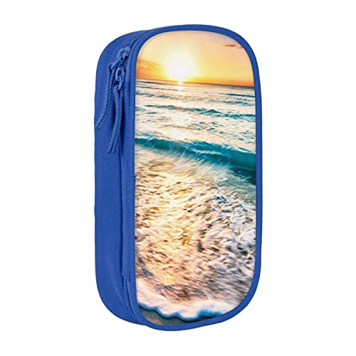 Ocean Sunrise Federmäppchen, mittlere Größe, Stiftehalter, Tasche mit Doppelreißverschlüssen für die Arbeit, niedlich, blau, Einheitsgröße, Koffer von KoNsev