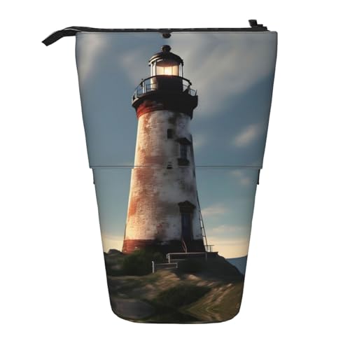 Old Lighthouse Teleskop Bleistift Tasche Stifthalter Schreibwaren Fall Stand Up Retractable Transformator Tasche Organizer von KoNsev