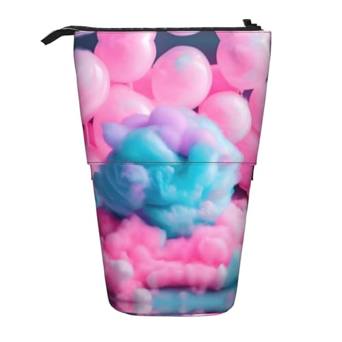 Pink Cotton Candy Print Teleskop-Bleistiftbeutel Stifthalter Schreibwaren-Koffer, aufstellbare einziehbare Transformator-Tasche von KoNsev