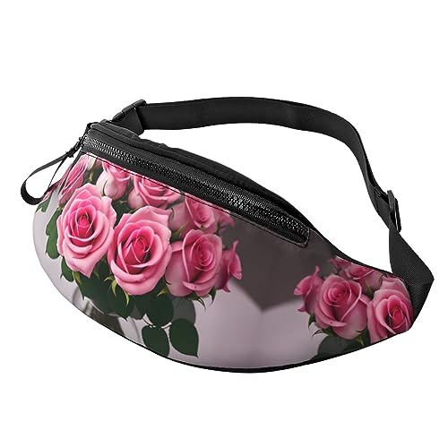 Pink Roses Fashion Sling Purse Shoulder Bag Fanny Pack Causal Chest Bum Bag Backpack for Workout Traveling Running, Schwarz , Einheitsgröße von KoNsev