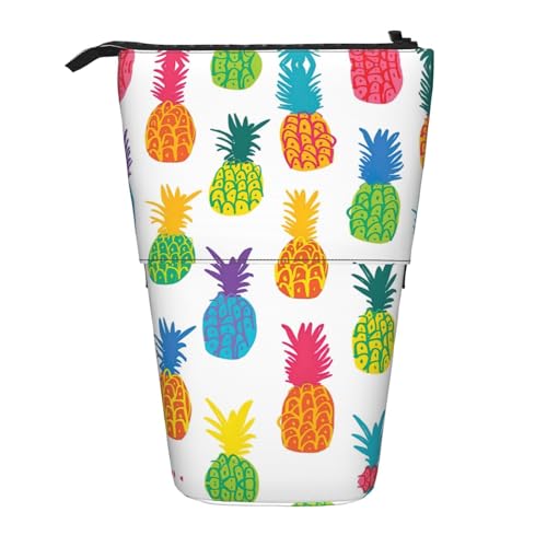 Regenbogen-Ananas-Druck-Teleskop-Bleistift-Beutel, Stiftehalter, Schreibwaren-Kasten, Stand-Up Retractable Transformator-Tasche von KoNsev