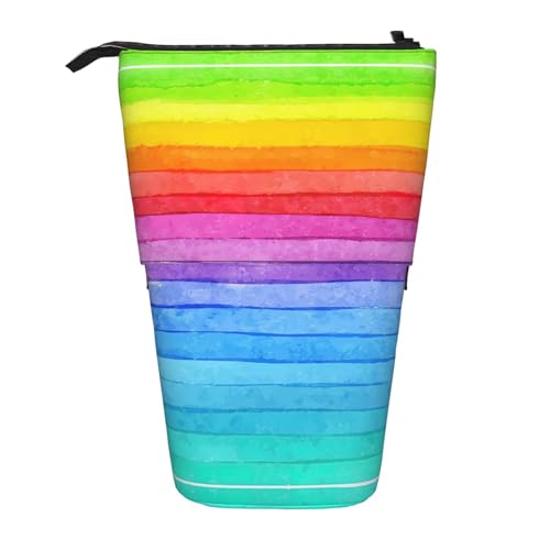 Regenbogenfarbiger gestreifter Druck-Teleskop-Bleistift-Beutel-Stift-Halter-Schreibwaren-Etui, Stand-Up einziehbare Transformator-Tasche von KoNsev