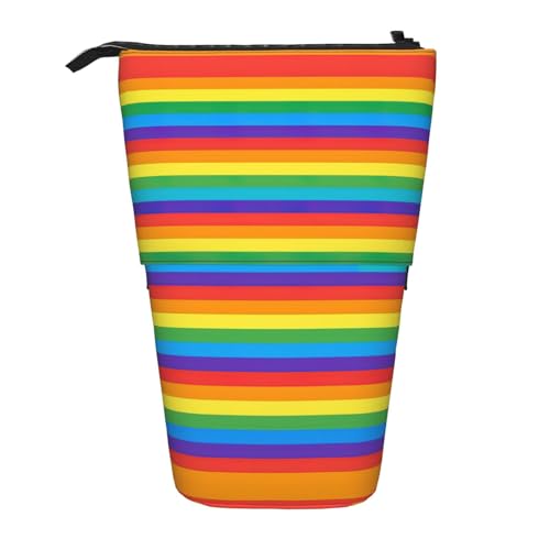 Regenbogenmuster Druck Teleskop Bleistift Tasche Stifthalter Schreibwaren Fall,Stand-Up Retractable Transformator Tasche von KoNsev