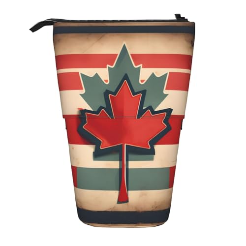 Retro Kanada Flagge Muster Druck Teleskop Bleistift Tasche Stifthalter Schreibwaren Fall,Stand-Up Retractable Transformator Tasche von KoNsev