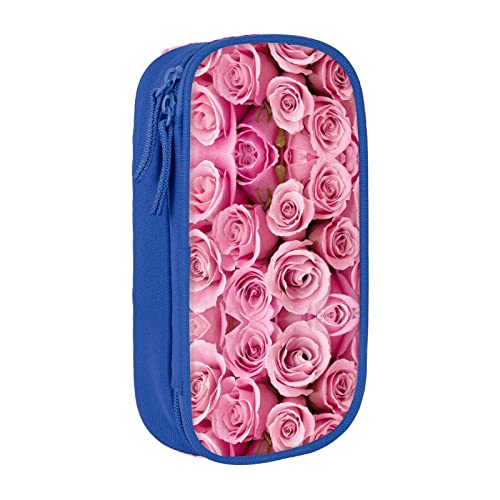 Rosa Rose Federmäppchen, mittlere Größe, Stiftehalter, Tasche mit Doppelreißverschlüssen für die Arbeit, niedlich, blau, Einheitsgröße, Koffer von KoNsev